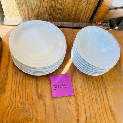 Lot of White restaurant style plates & bowls