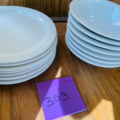 Lot of White restaurant style plates & bowls