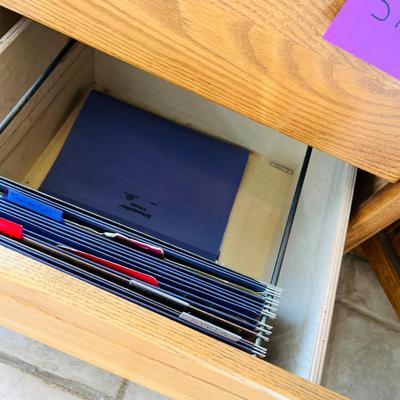 Oak 2 Drawer locking file cabinet