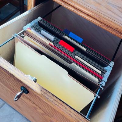 Oak 2 Drawer locking file cabinet