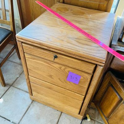 Oak 2 Drawer locking file cabinet