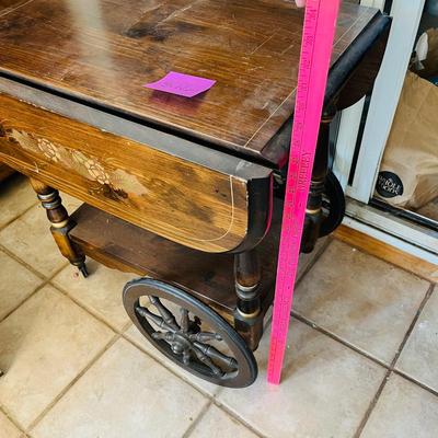 Inlaid wood vintage Tea cart
