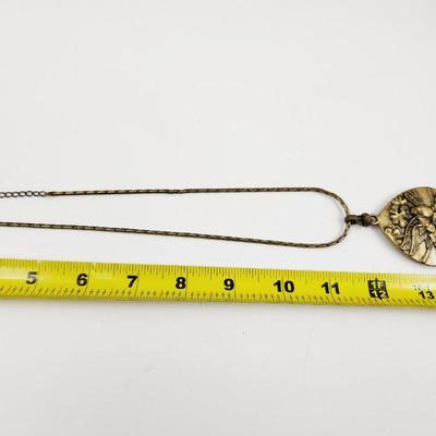 VINTAGE ABALONE BIRDS PENDULUM VERMEIL NECKLACE