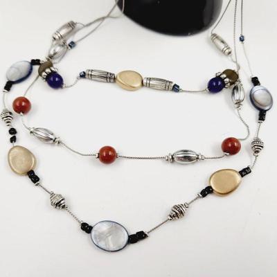 BEAUTIFUL HAND BLOWN GLASS MULTI TONED NECKLACE