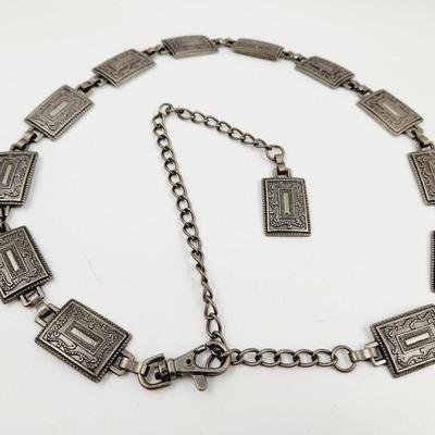 VINTAGE SILVER TONED METAL BELLY CHAIN