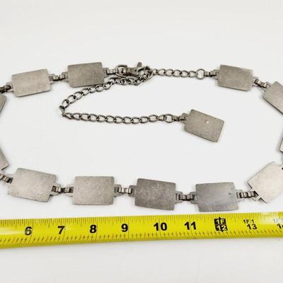 VINTAGE SILVER TONED METAL BELLY CHAIN
