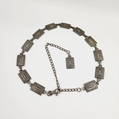 VINTAGE SILVER TONED METAL BELLY CHAIN