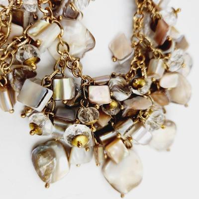 BEAUTIFUL GOLD TONED MOTHER OF PEARL LAYERED NECKLACE