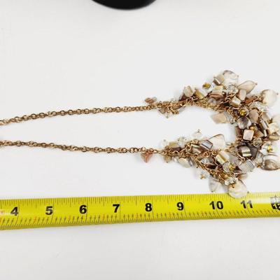 BEAUTIFUL GOLD TONED MOTHER OF PEARL LAYERED NECKLACE