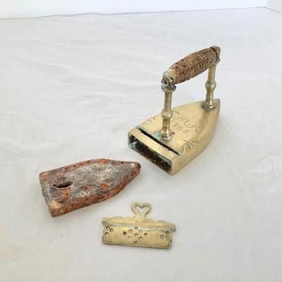 8216 Antique Brass Flat Iron Dated 1786