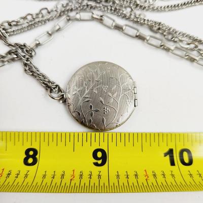 VERY ELEGANT LAYERED SILVERTONED CHAIN LOCKET NECKLACE