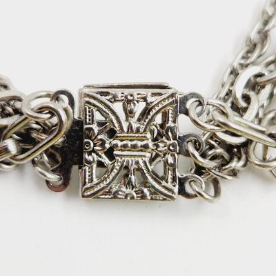 VERY ELEGANT LAYERED SILVERTONED CHAIN LOCKET NECKLACE