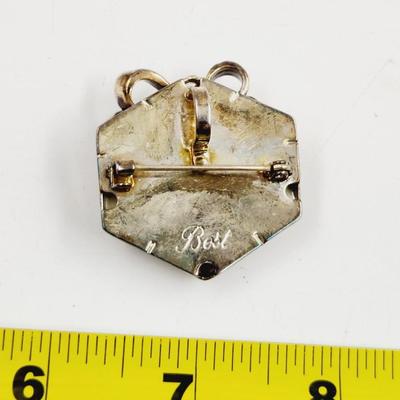 VINTAGE BEST BRAND 3D SILVER PLATE BROOCH / PENDANT PIN