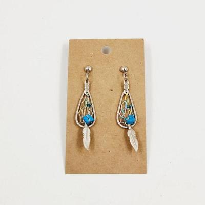 SILVER TONED NATIVE DREAM CATCHER EARRINGS
