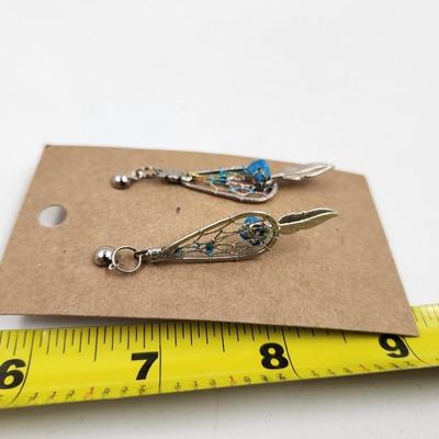 SILVER TONED NATIVE DREAM CATCHER EARRINGS