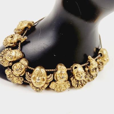 VINTAGE GOLD TONED CLOWN BRACELET