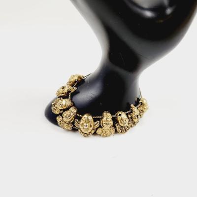 VINTAGE GOLD TONED CLOWN BRACELET