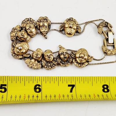 VINTAGE GOLD TONED CLOWN BRACELET