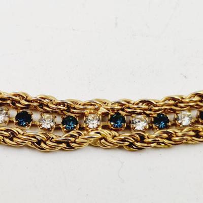 VINTAGE GOLD TONED CZ JEWELED BRACELET
