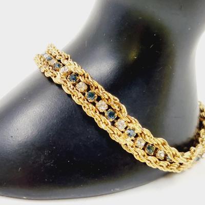 VINTAGE GOLD TONED CZ JEWELED BRACELET