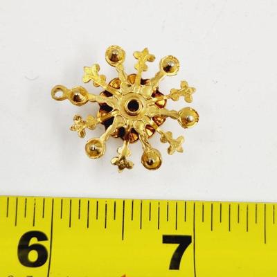 BEAUTIFUL GOLD TONED FAUX RED RUBY & FAUX DIAMOND PENDANT