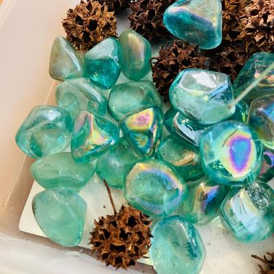Flat of glass rocks & seed pods