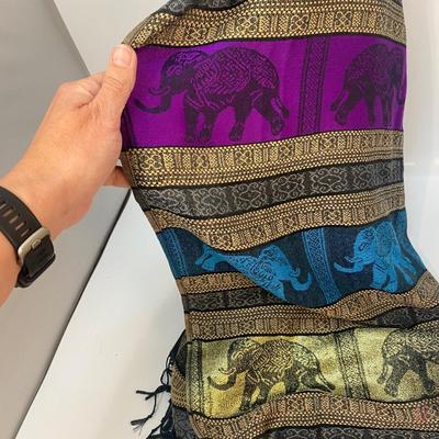 Pashmina Large Fringed Edge Colorful Elephant Scarf Wrap 100% Cashmere