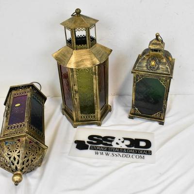 3 pc Home Decor, Metal and Colored Glass
