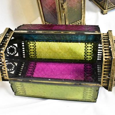 3 pc Home Decor, Metal and Colored Glass