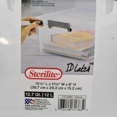 6 Sterilite Bins, 15 1/4" x 11 1/2" x 6", Lids Cracked
