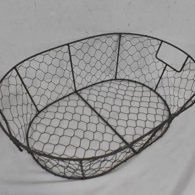 4 Gray Metal Wire Baskets, 2 Small and 2 Large