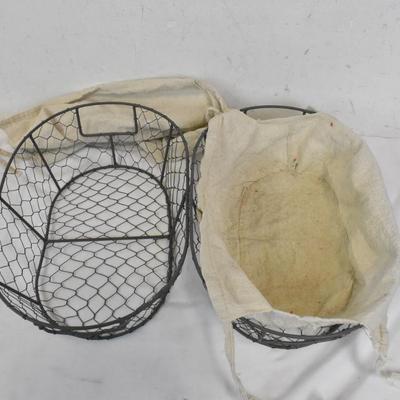 4 Gray Metal Wire Baskets, 2 Small and 2 Large