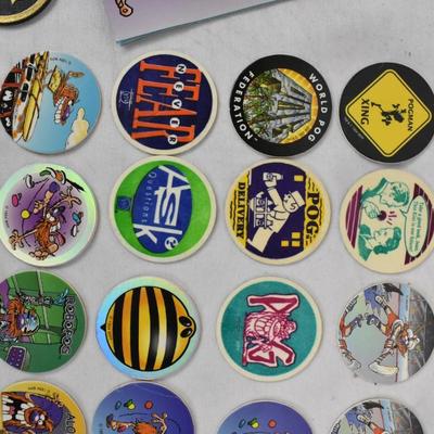 Vintage POG Micro Tournament Game Pack, 24 Pogs, Game Board,