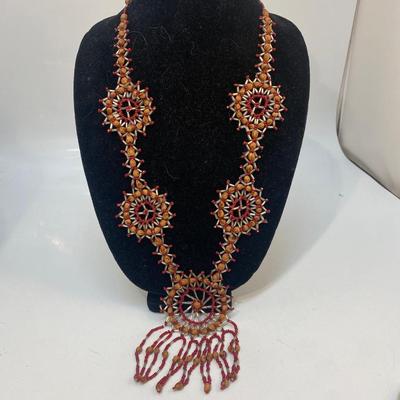 Ornate Hand Made Seed Pod and Bead Necklace