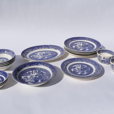Lot of Made in USA and Unmarked Willow Ware