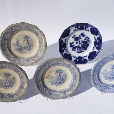 Lot of Misc. Blue Antique China Plates