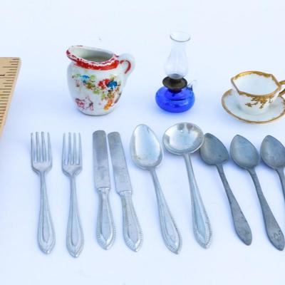 Lot of Misc. Antique Child's Play Utensils and Pottery
