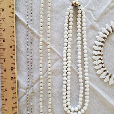 Lot of 4 Vintage White Bead Necklaces