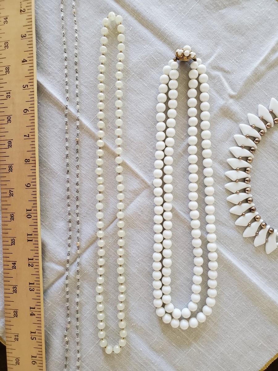 Lot of 4 Vintage White Bead Necklaces