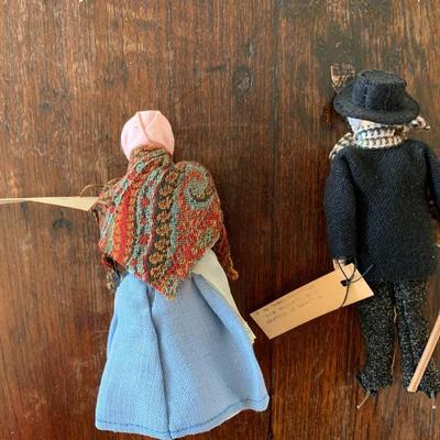 Pair of Fabric Couple Dolls in 19th Century New England Style