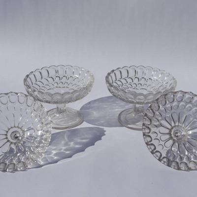 Pair of Vintage Pressed Glass Candy Dishes