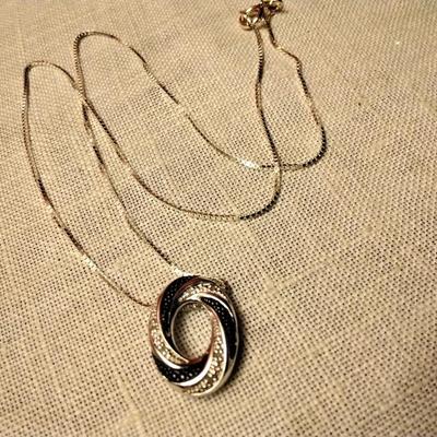 .05ctw Fancy Black & H-SI Diamond 925 Sterling Silver 16" Necklace