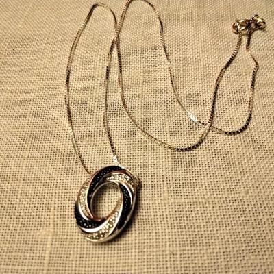 .05ctw Fancy Black & H-SI Diamond 925 Sterling Silver 16" Necklace