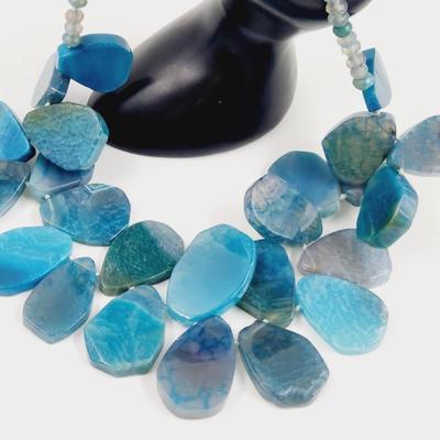 BEAUTIFUL BLUE AGATE GEODE STONE NECKLACE