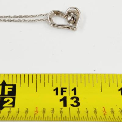 925 SILVER 2 CT CUBIC ZIRCONIA NECKLACE W/ HEART PENDANT