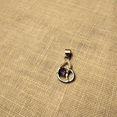 Gorgeous Amethyst  and White Sapphire Sterling Silver Pendant