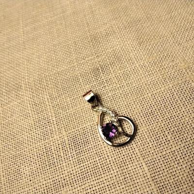 Gorgeous Amethyst  and White Sapphire Sterling Silver Pendant