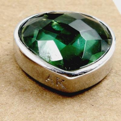 BEAUTIFUL ANNE KLIEN SILVER TONED FAUX EMERALD EARRINGS