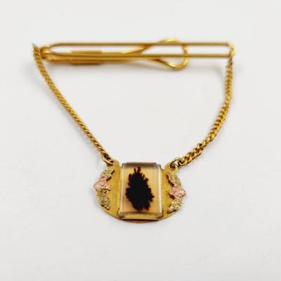 1930S AGATE GOLD FILLED TIE BAR