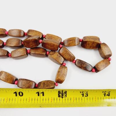 VINTAGE DARK WOOD LONG NECKLACE